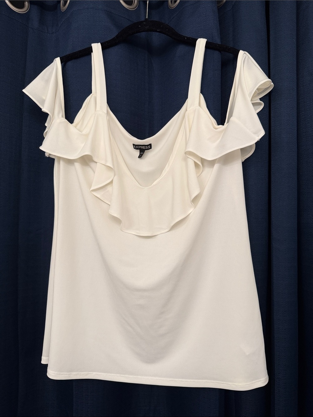 Express Ivory Ruffle Cold-Shoulder Camisole - size L